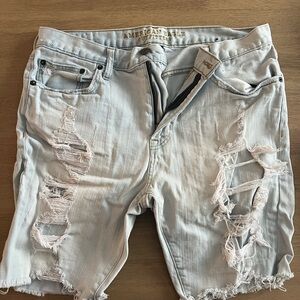 American Eagle Outfitters Light Gray Distressed Jean Shorts